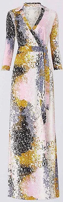 Abstract Paint Maxi Wrap Dress