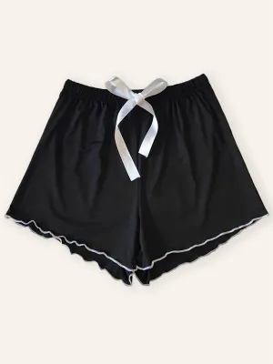 Adjustable Waist Loungewear Shorts with Contrast Binding