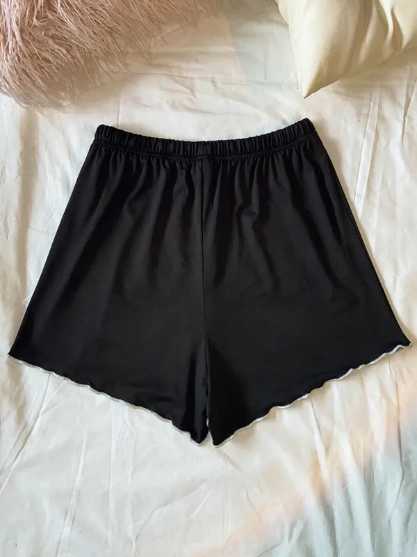 Adjustable Waist Loungewear Shorts with Contrast Binding