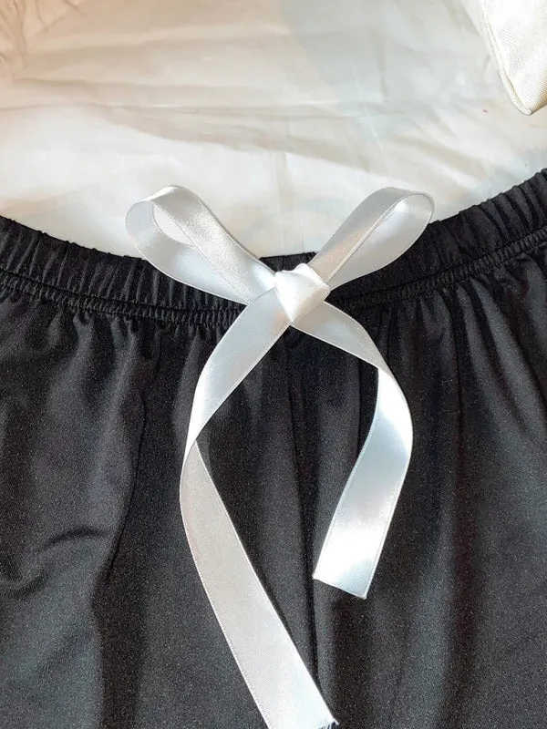 Adjustable Waist Loungewear Shorts with Contrast Binding