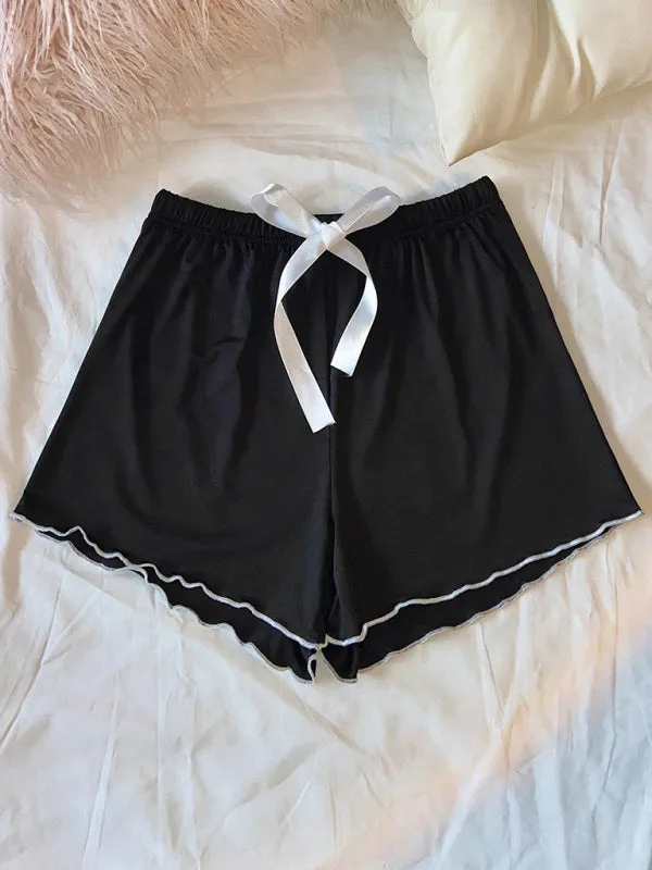 Adjustable Waist Loungewear Shorts with Contrast Binding