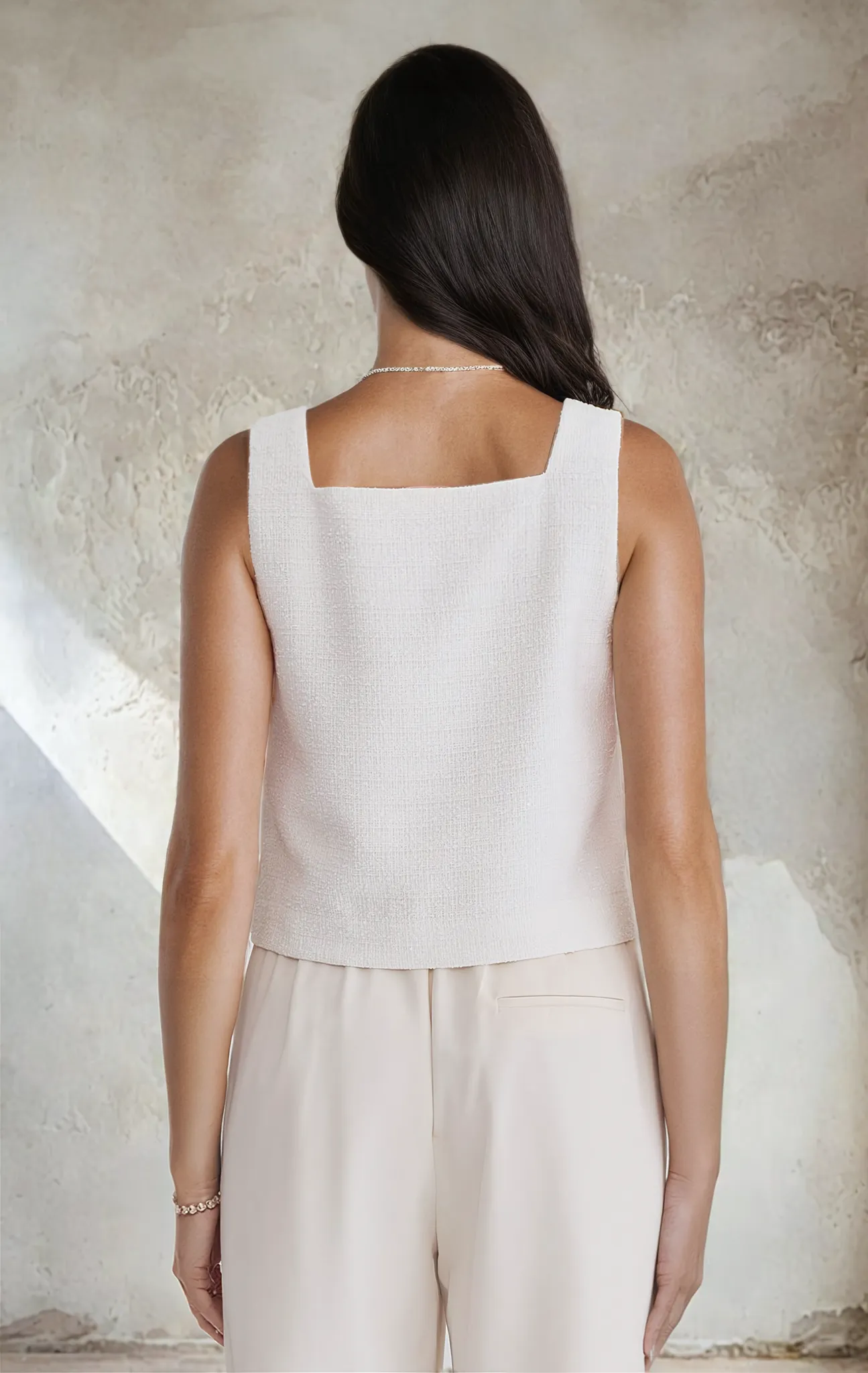 Aileen Embellished Tweed Sleeveless Top