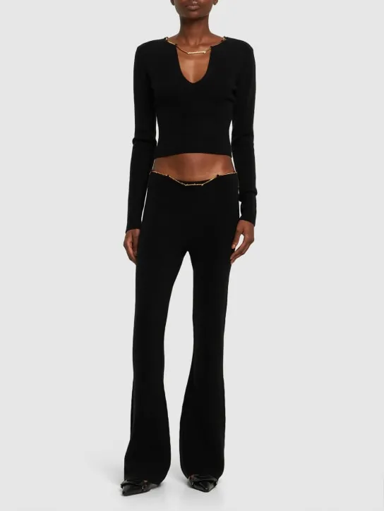 Alexander Wang   Boot leg wool blend pants w/ logo chain 