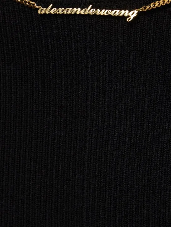 Alexander Wang   Boot leg wool blend pants w/ logo chain 