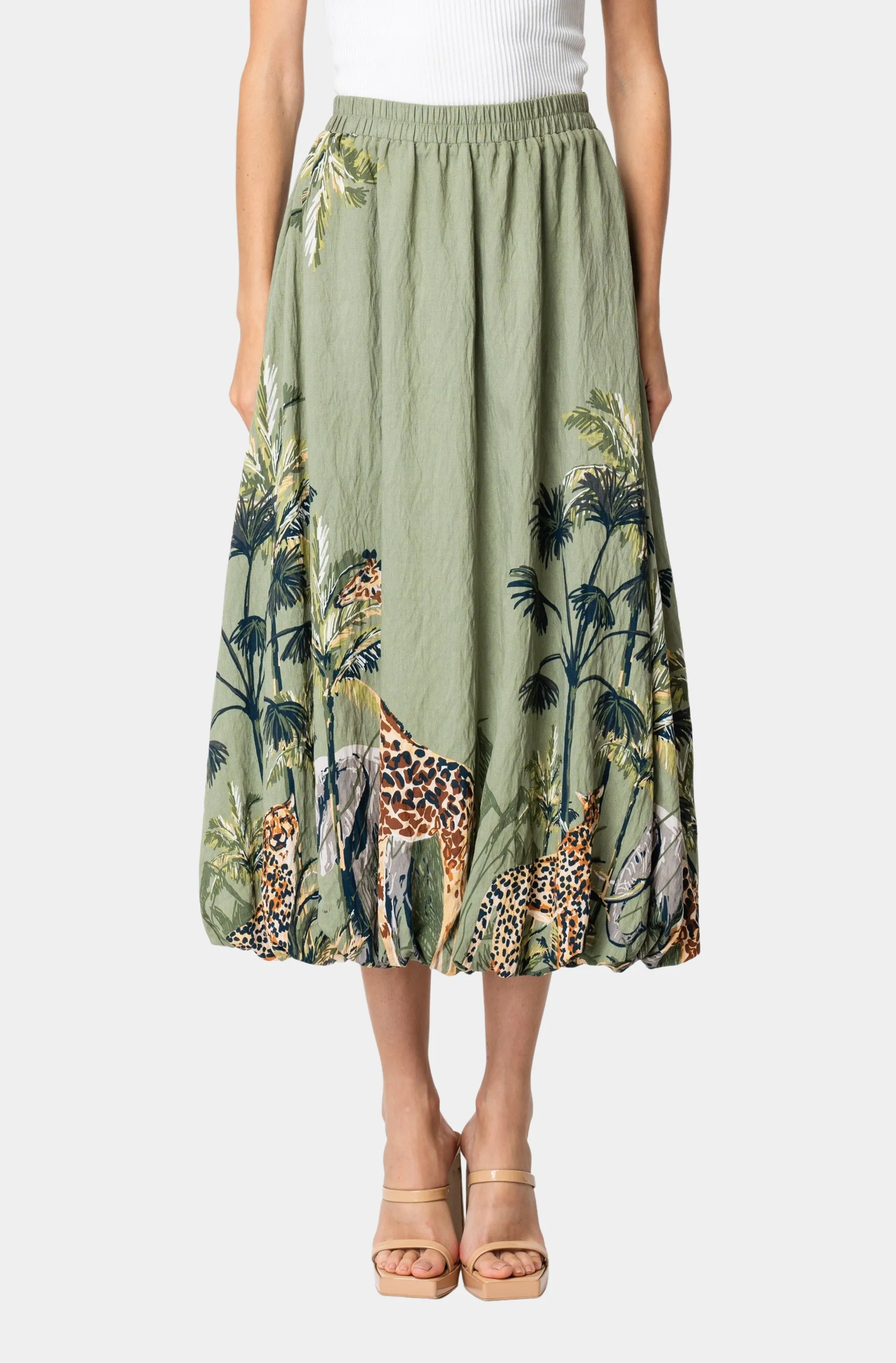 Andrey Printed Bubble Midi Skirt