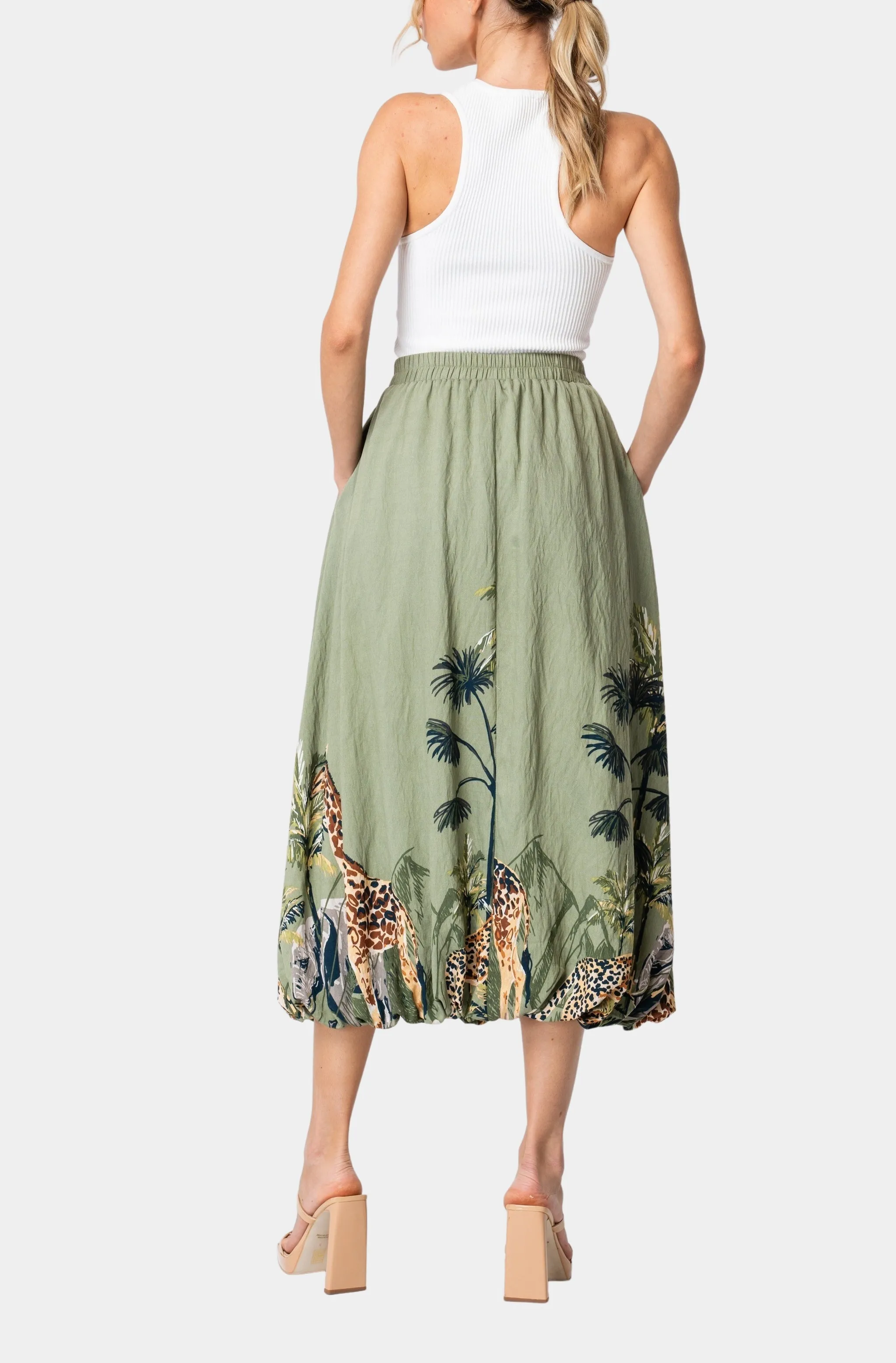 Andrey Printed Bubble Midi Skirt