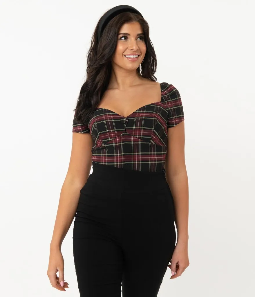 Black and Burgundy Plaid Nora Top