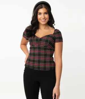 Black and Burgundy Plaid Nora Top