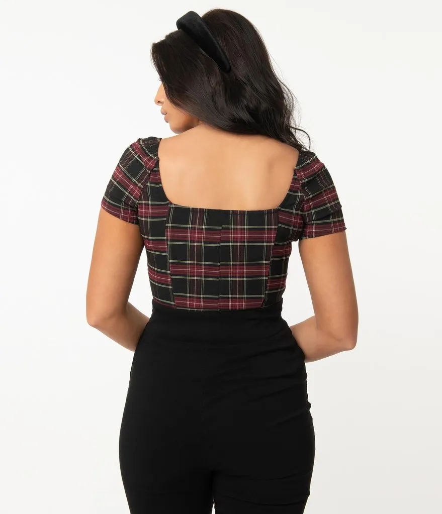 Black and Burgundy Plaid Nora Top