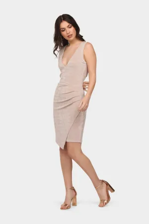 Champagne Cowl Back Mini Dress