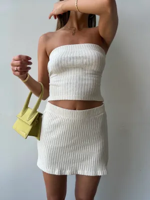Cotton Ribbed Strapless Top