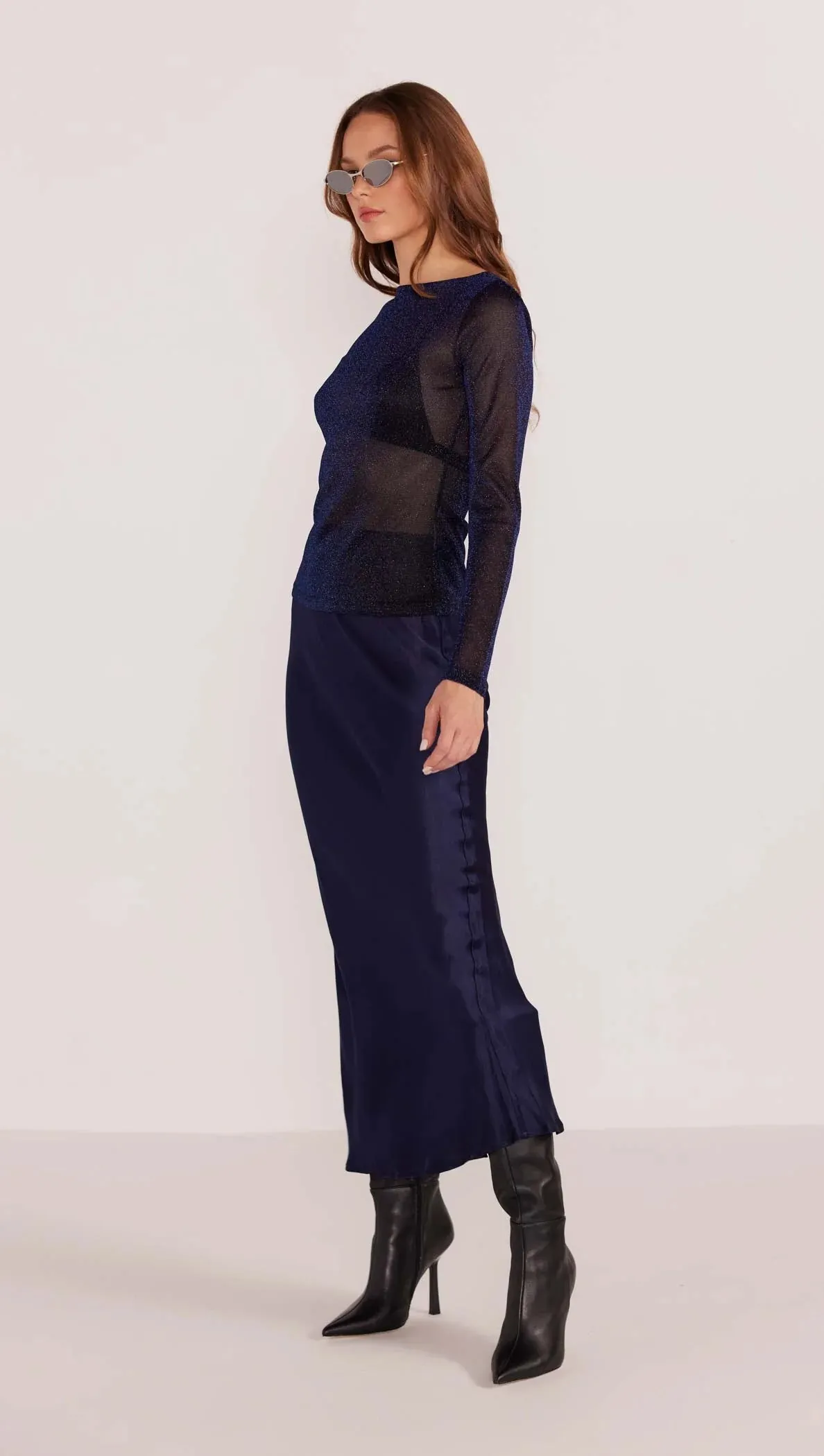 Dahlia Sparkle Top-Midnight