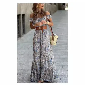 DEANWAQNGKT  Cross-Border   European American Fashion Floral Print Dress