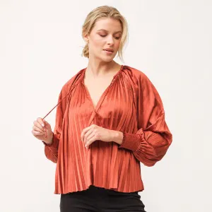 Deletta Satin top-Spice