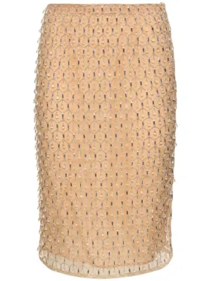 Des Phemmes   Drops embroidery tulle midi skirt 