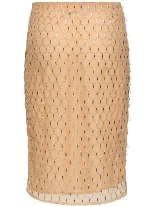 Des Phemmes   Drops embroidery tulle midi skirt 