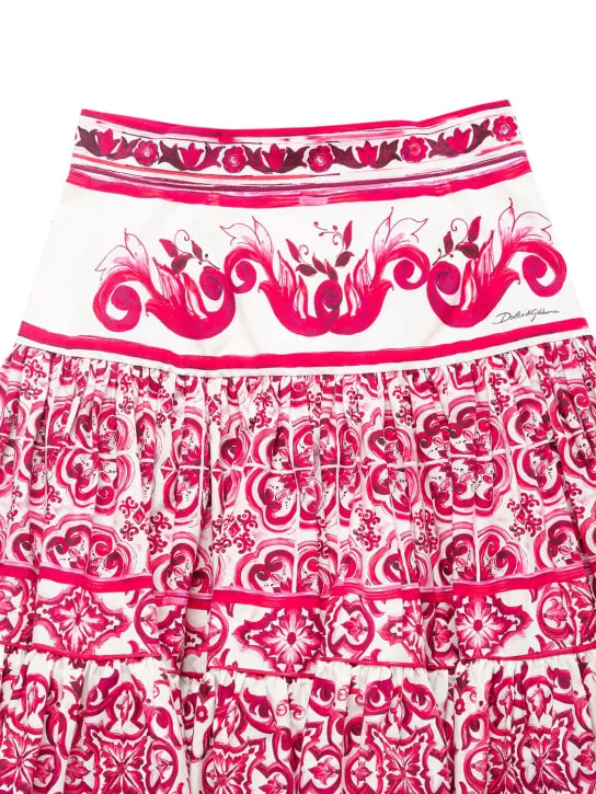Dolce&amp;Gabbana   Majolica print cotton poplin midi skirt 