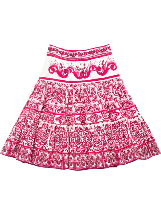 Dolce&amp;Gabbana   Majolica print cotton poplin midi skirt 