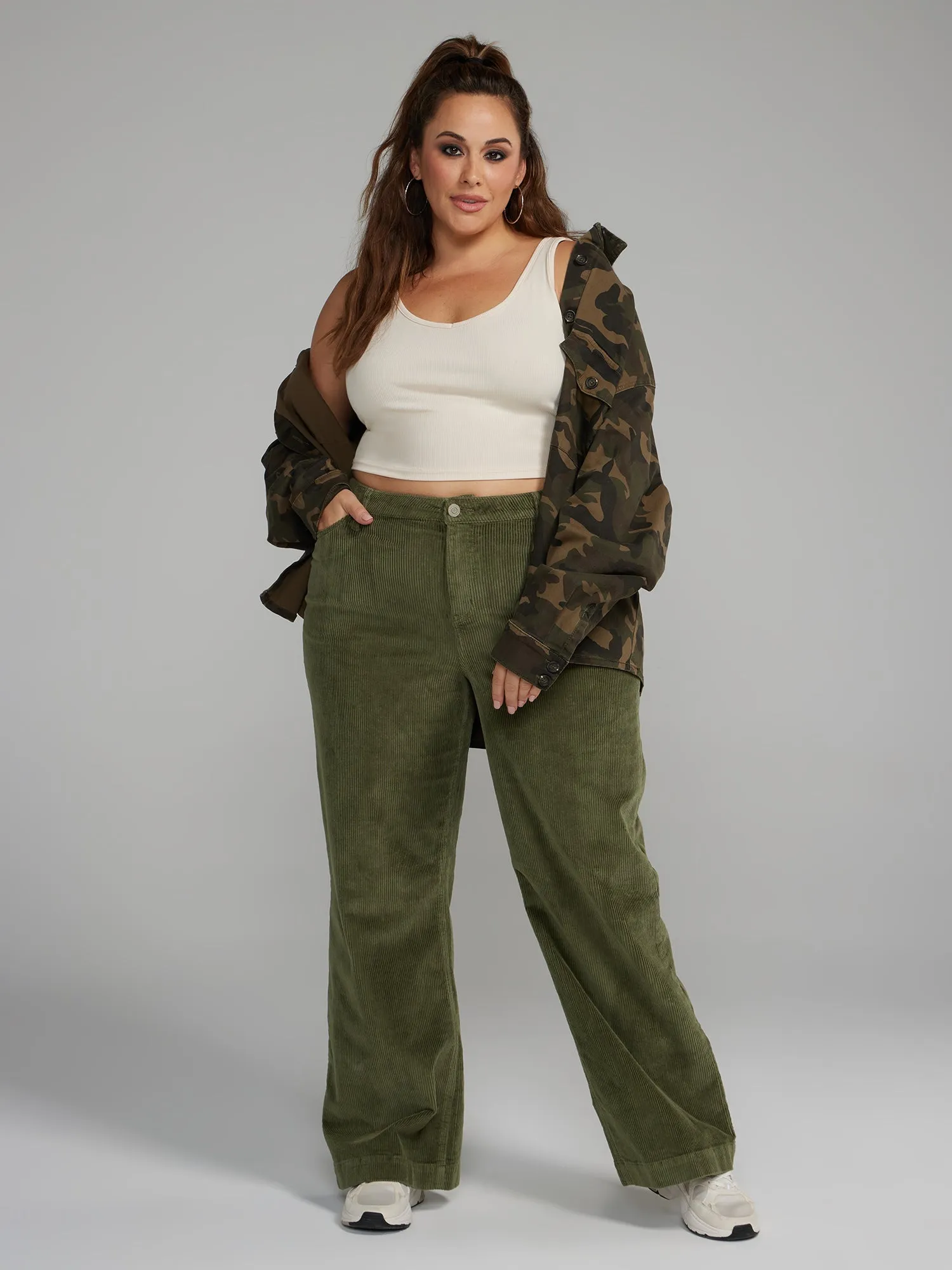 Fashion To Figure - High Rise Wide Leg Corduroy Pants