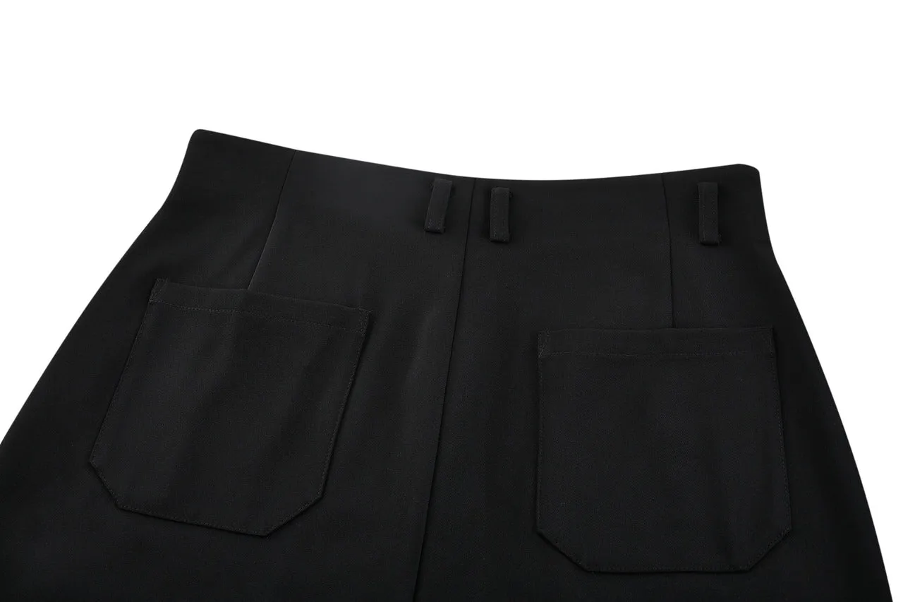 Flare Leg Dobby Twill High Waist Pants
