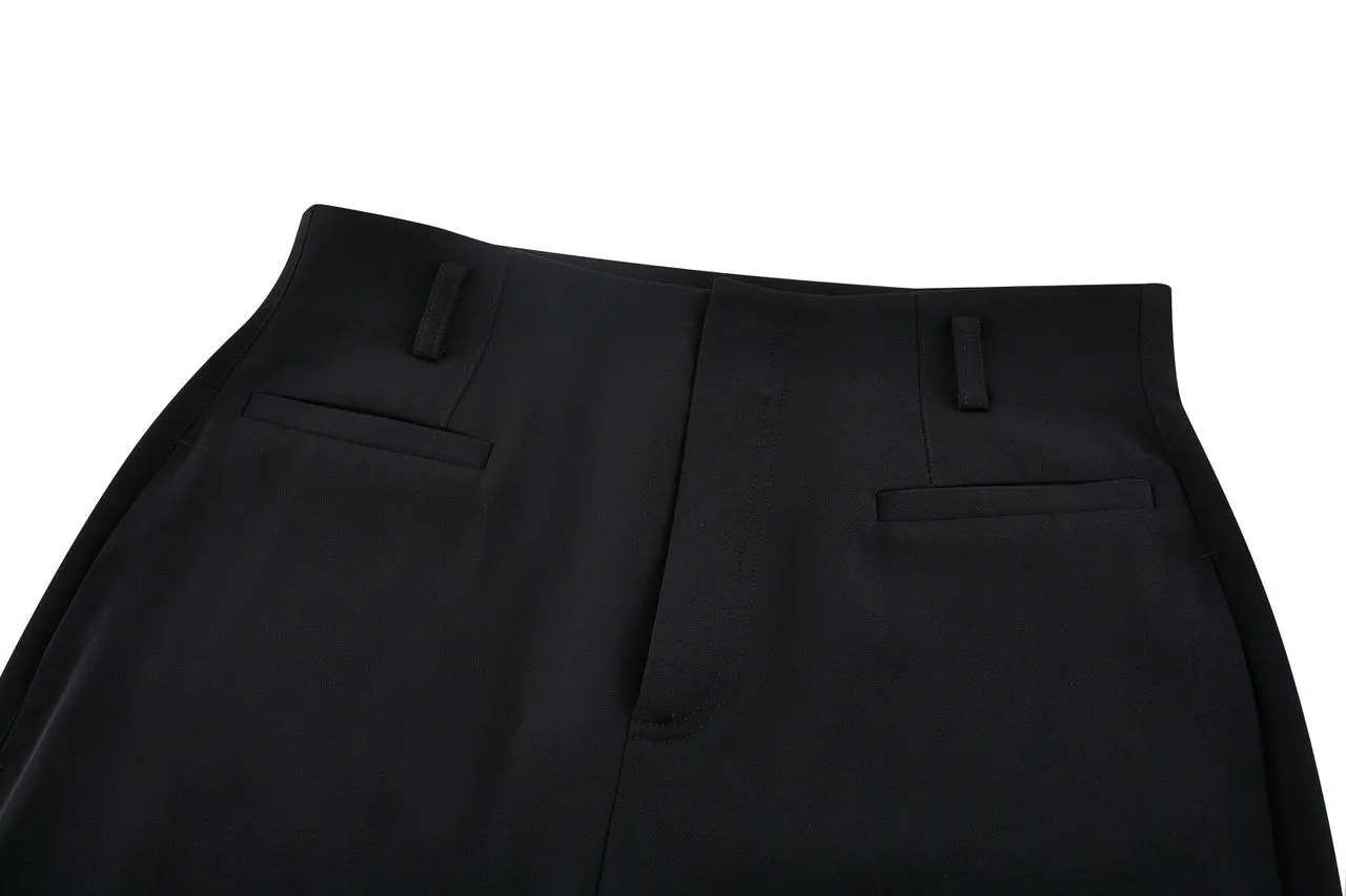 Flare Leg Dobby Twill High Waist Pants
