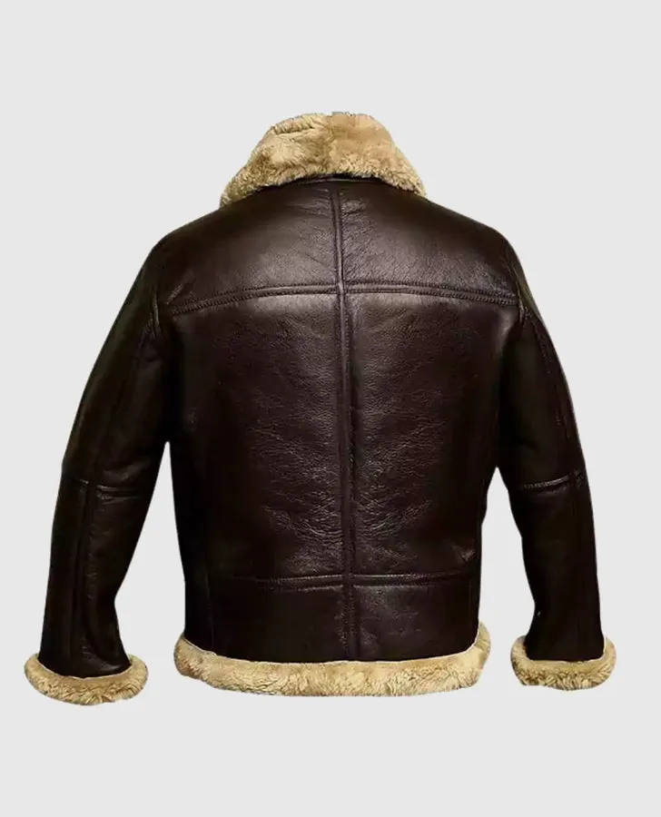FUR Aviator Flying Pilot Bomber Brown Jacket