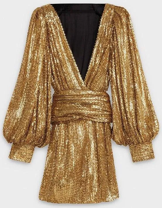 Gold Wrap Metallic Mini Dress