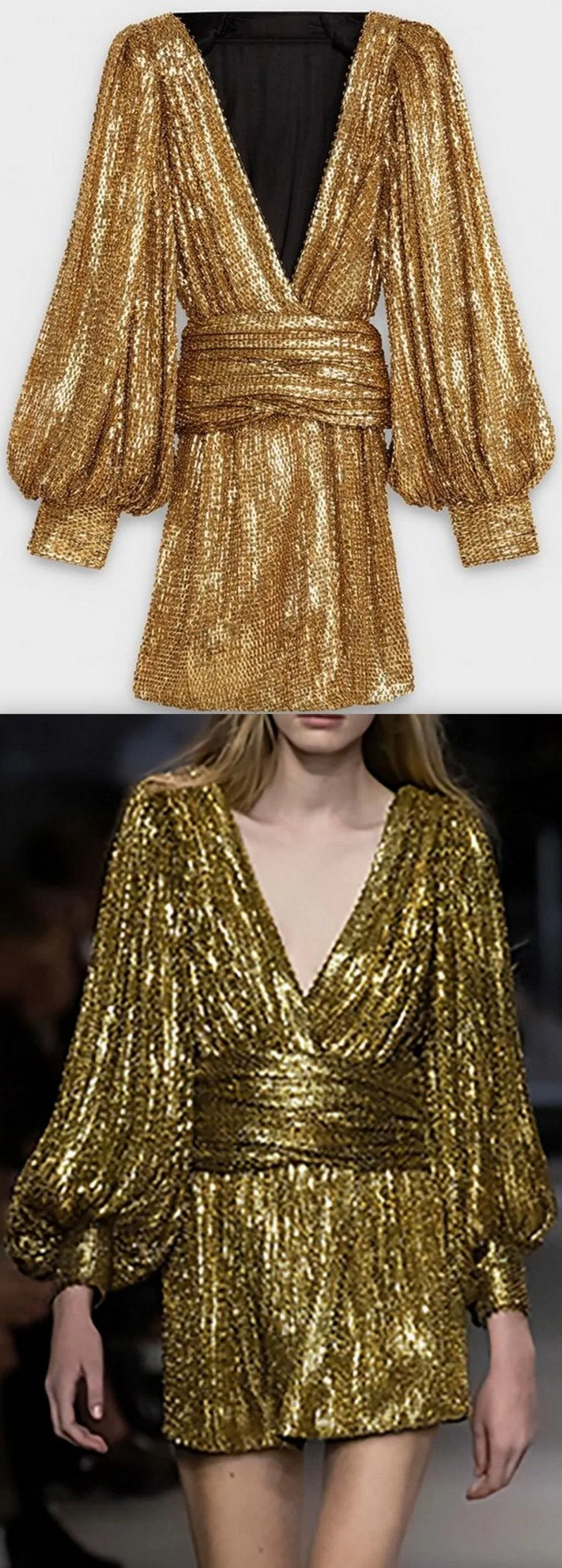 Gold Wrap Metallic Mini Dress