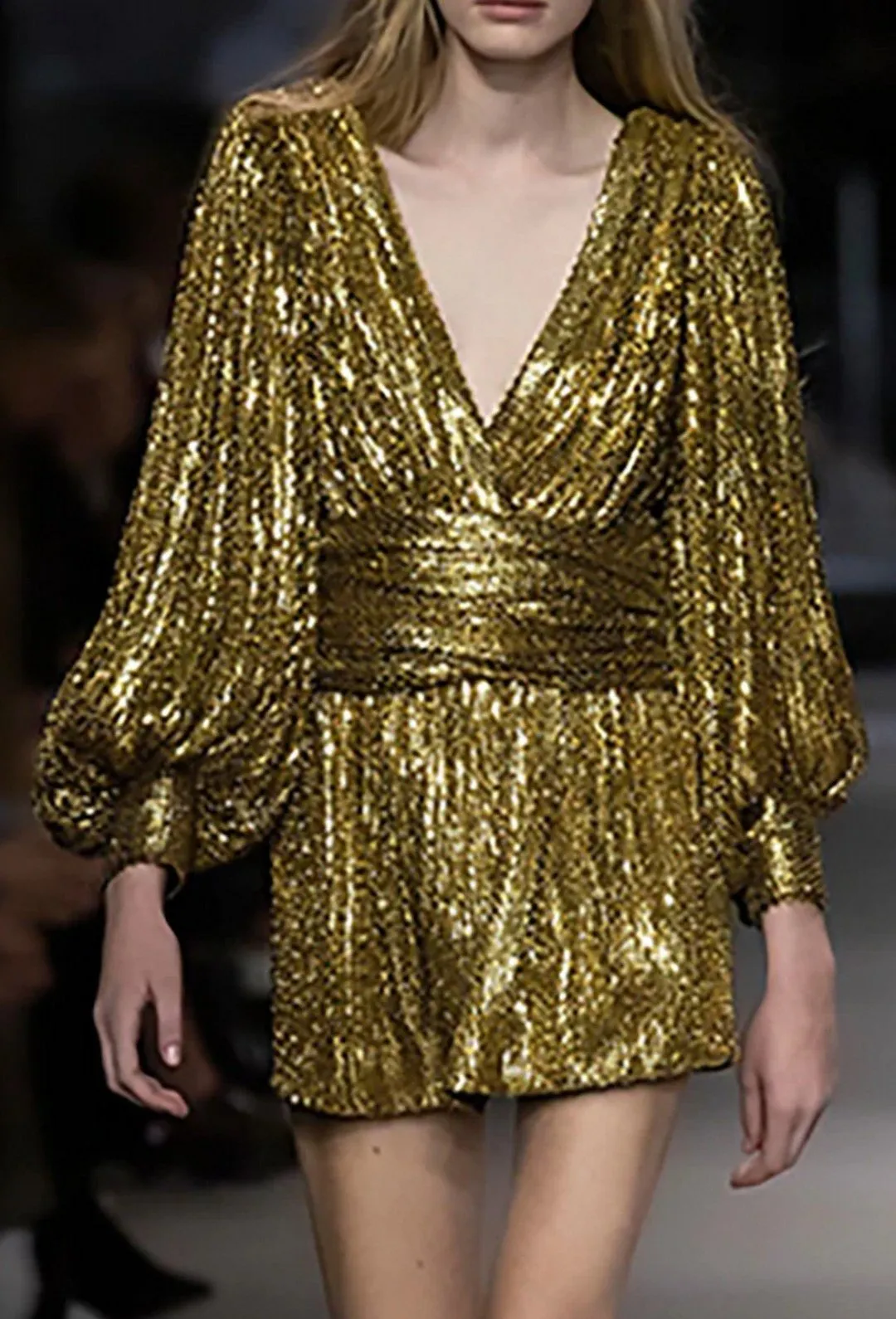 Gold Wrap Metallic Mini Dress