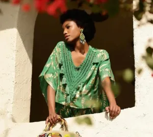 Green & Gold Palm Tassel Top