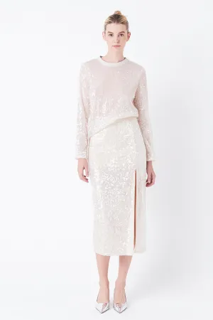 Grey Lab - Sequin Vent Midi Skirt