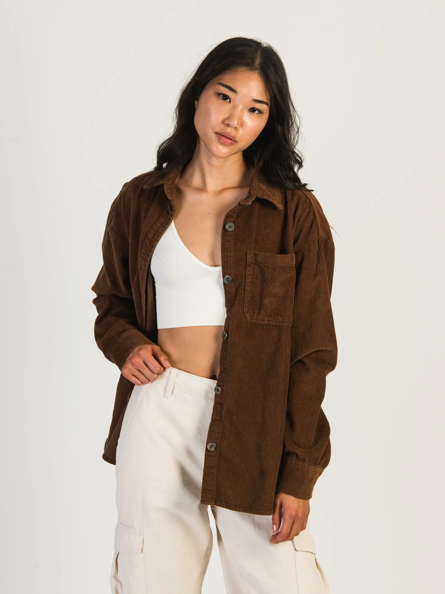 HARLOW CHRISSY CORD SHIRT - COGNAC
