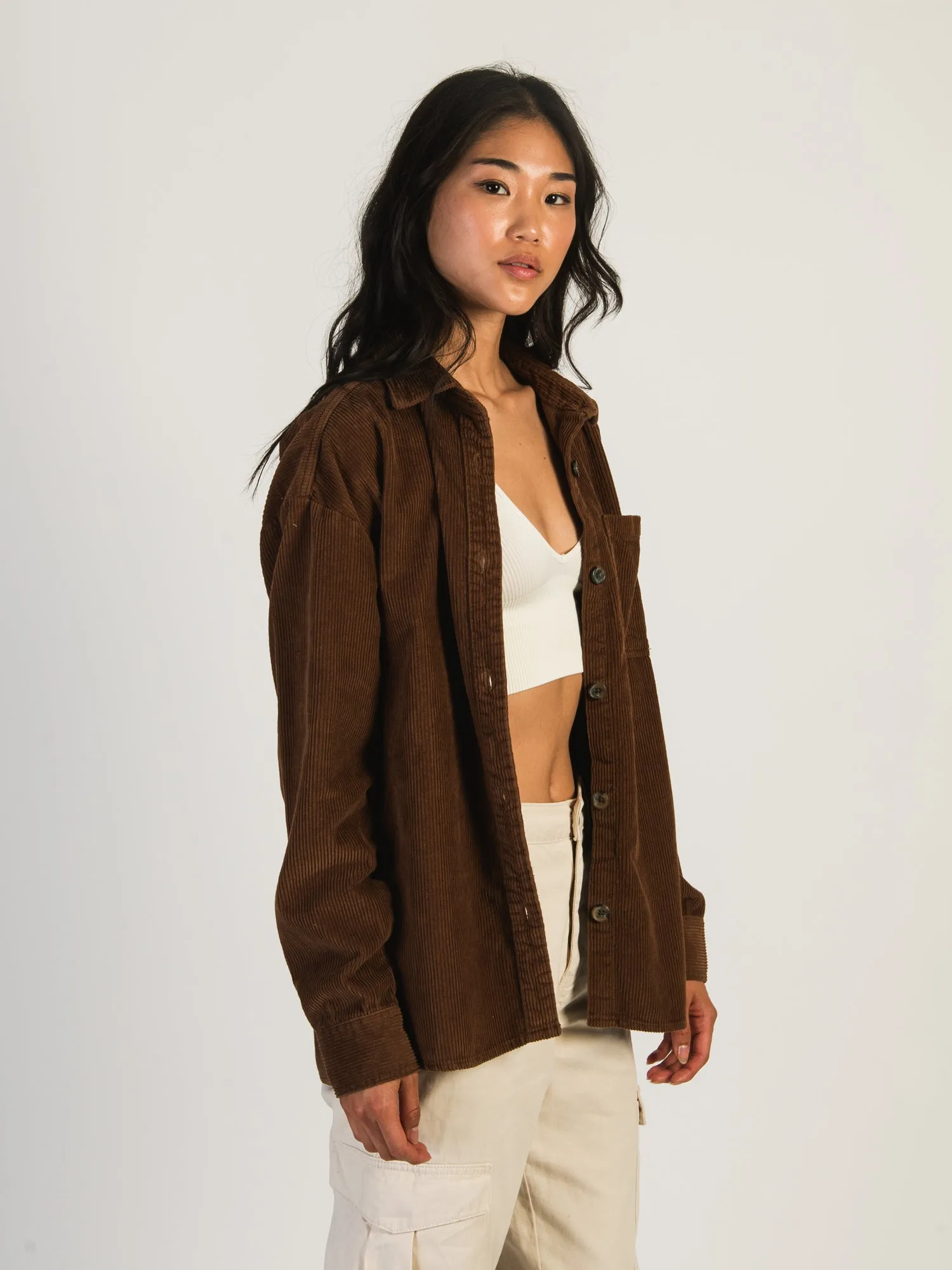HARLOW CHRISSY CORD SHIRT - COGNAC