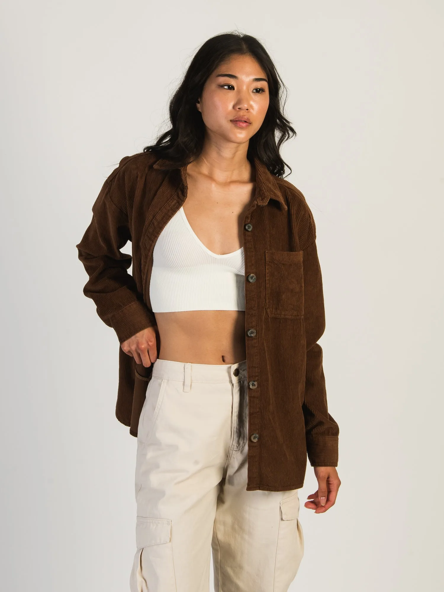HARLOW CHRISSY CORD SHIRT - COGNAC