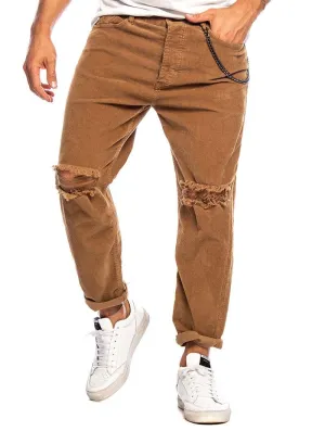 HARRIS DISTRESSED PANTS IN VELVET CAMEL