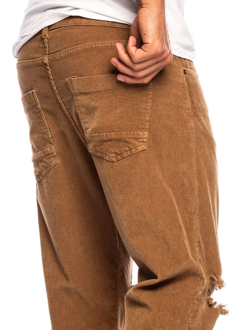 HARRIS DISTRESSED PANTS IN VELVET CAMEL