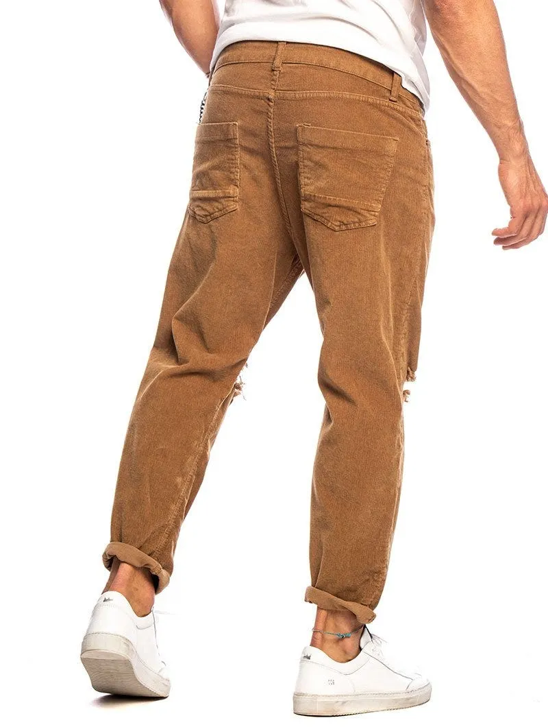 HARRIS DISTRESSED PANTS IN VELVET CAMEL