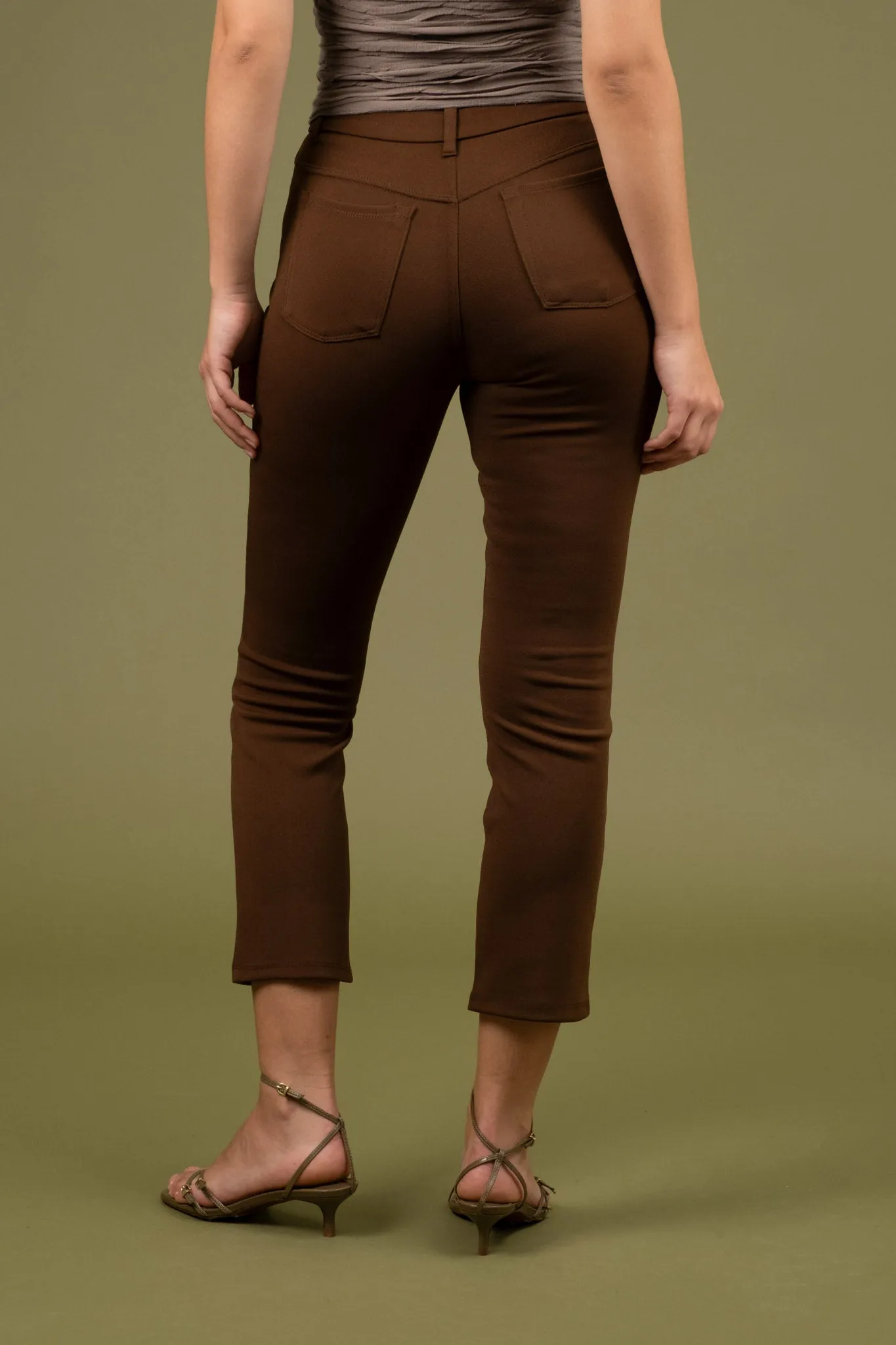 HIGH WAIST STRAIGHT LEG CROPPED PANTS
