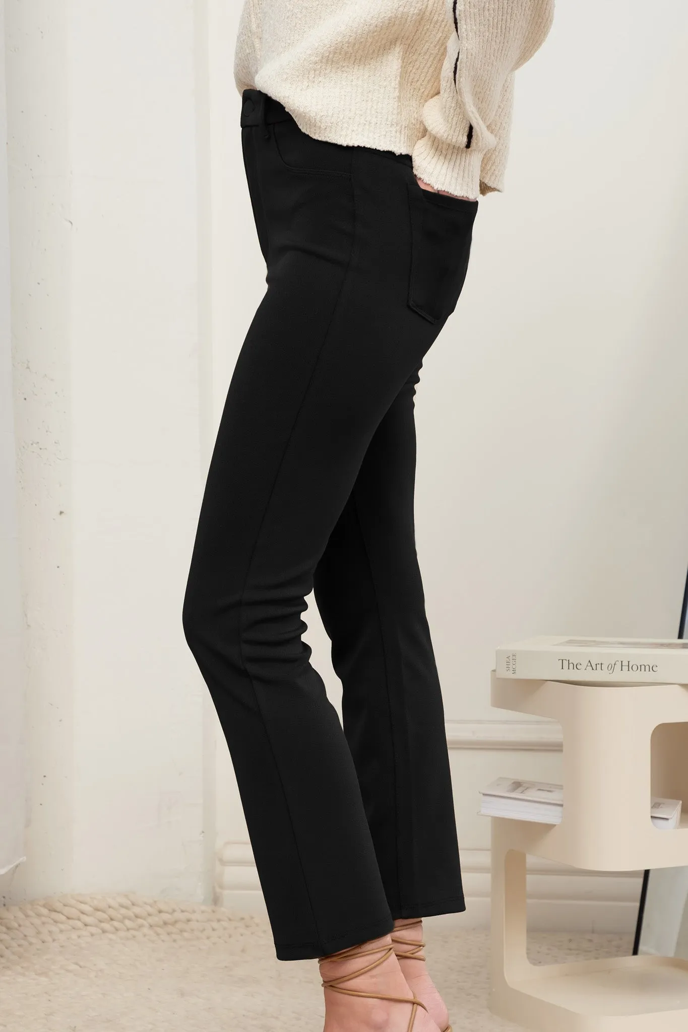 HIGH WAIST STRAIGHT LEG CROPPED PANTS