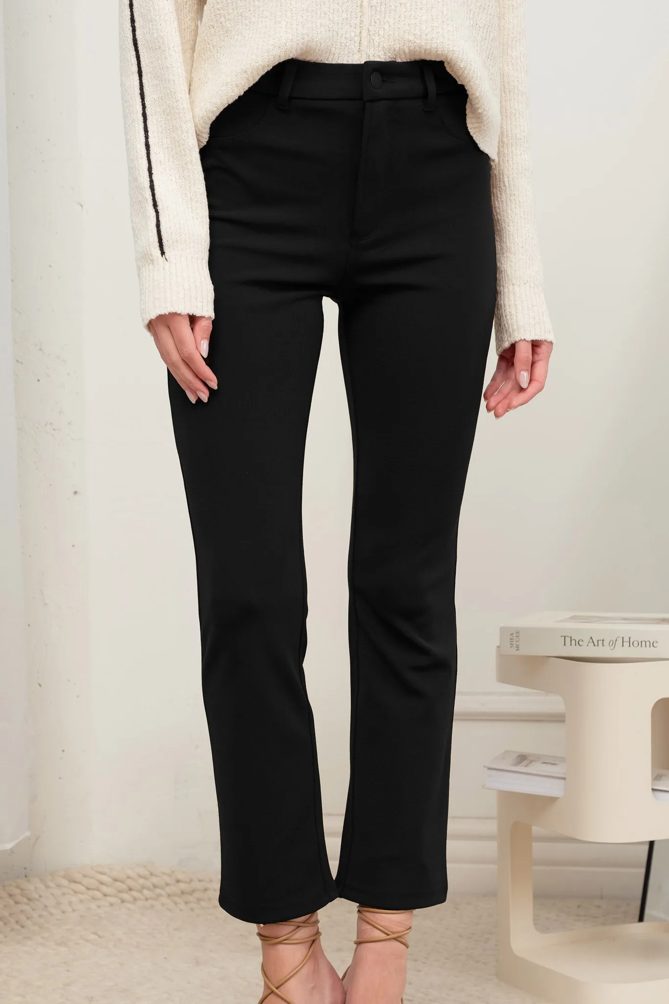 HIGH WAIST STRAIGHT LEG CROPPED PANTS