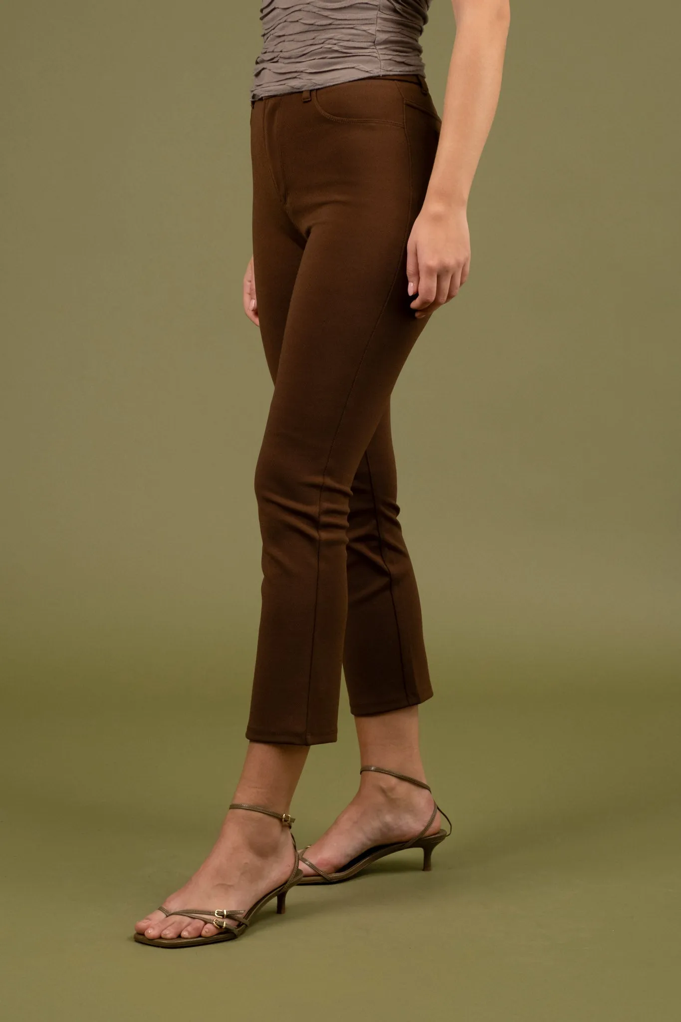 HIGH WAIST STRAIGHT LEG CROPPED PANTS
