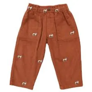 Jackson Rust Corduroy Pants w/ Dog Embroidery