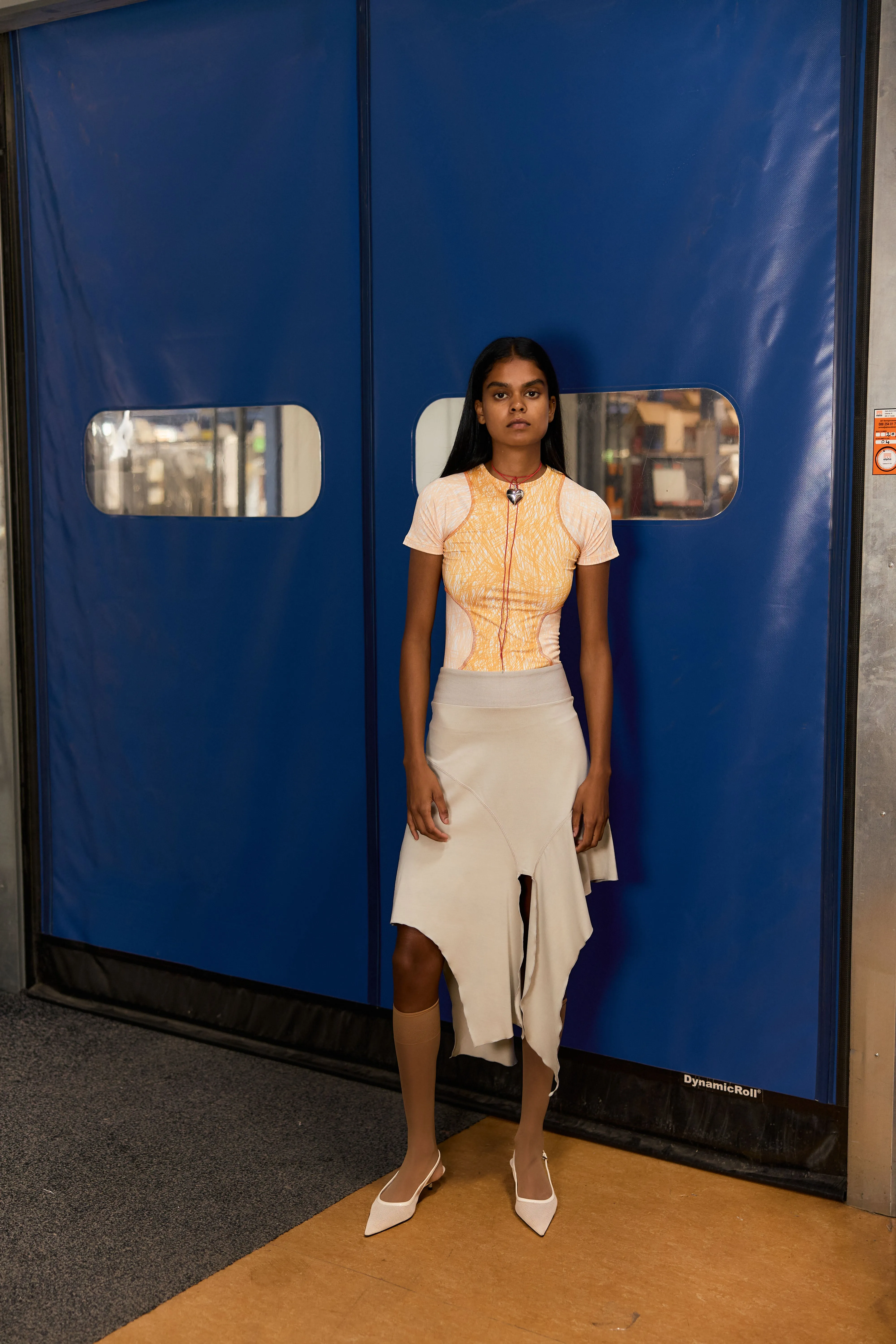 Jersey Drape Skirt in Aluminium