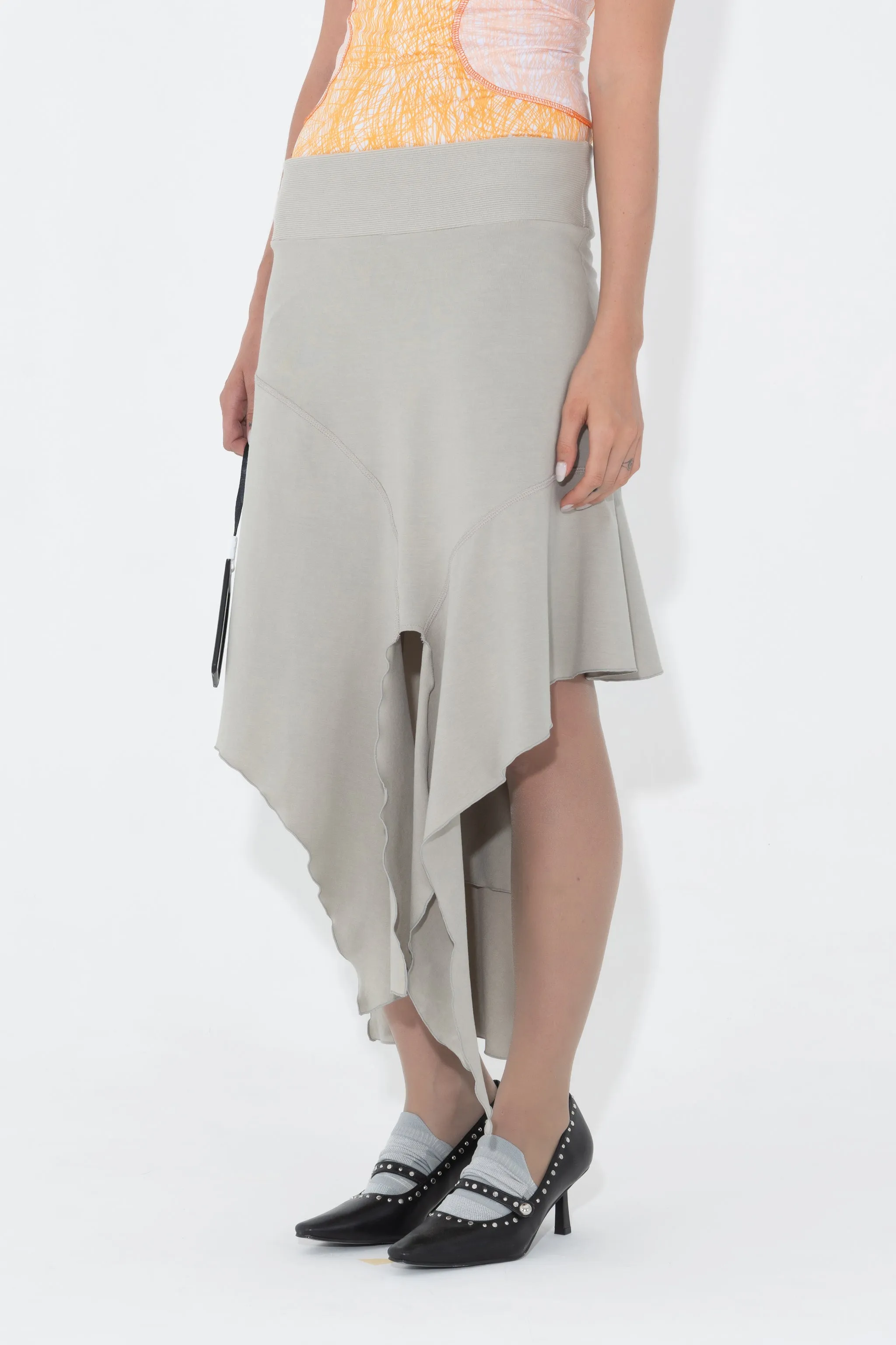 Jersey Drape Skirt in Aluminium