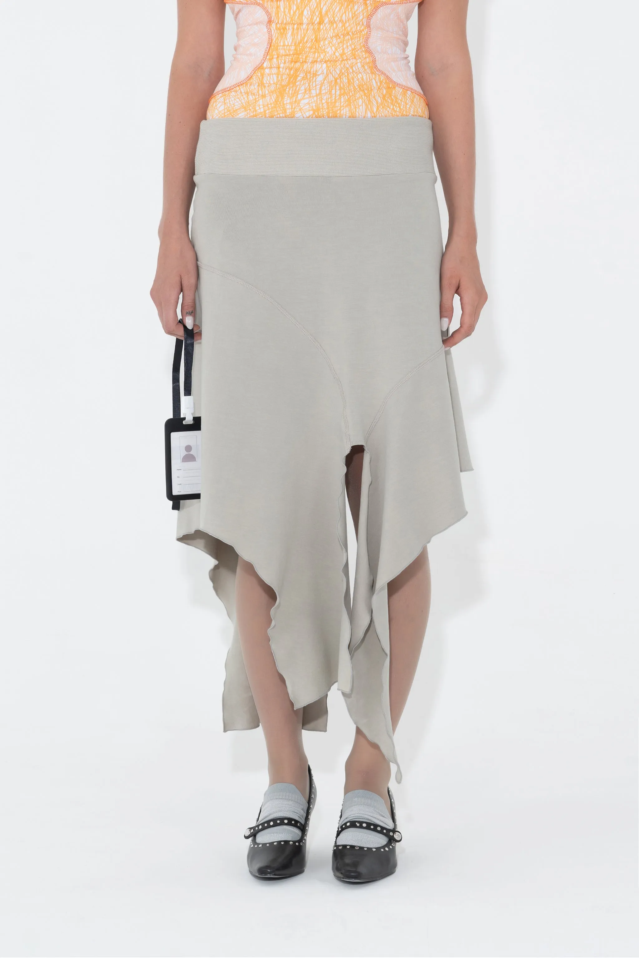 Jersey Drape Skirt in Aluminium