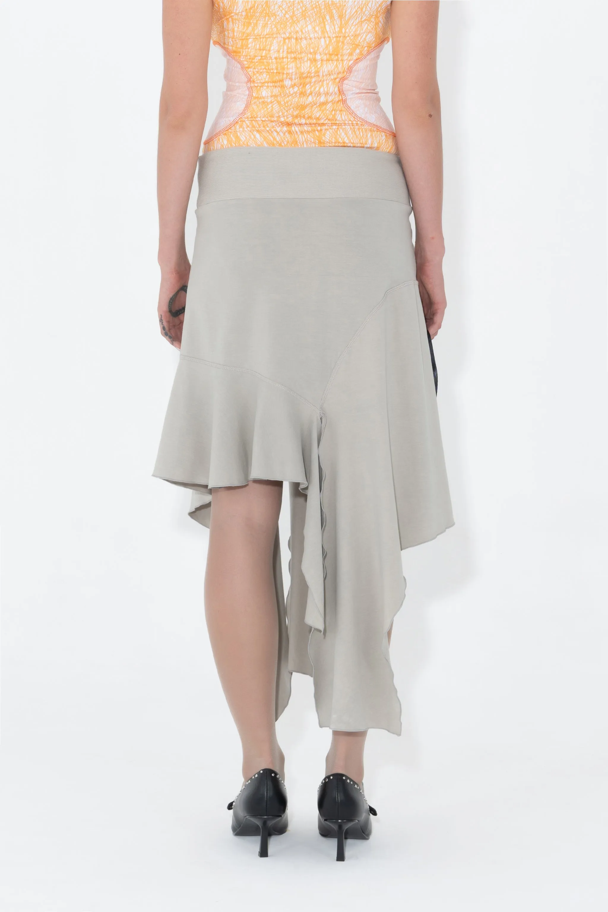 Jersey Drape Skirt in Aluminium