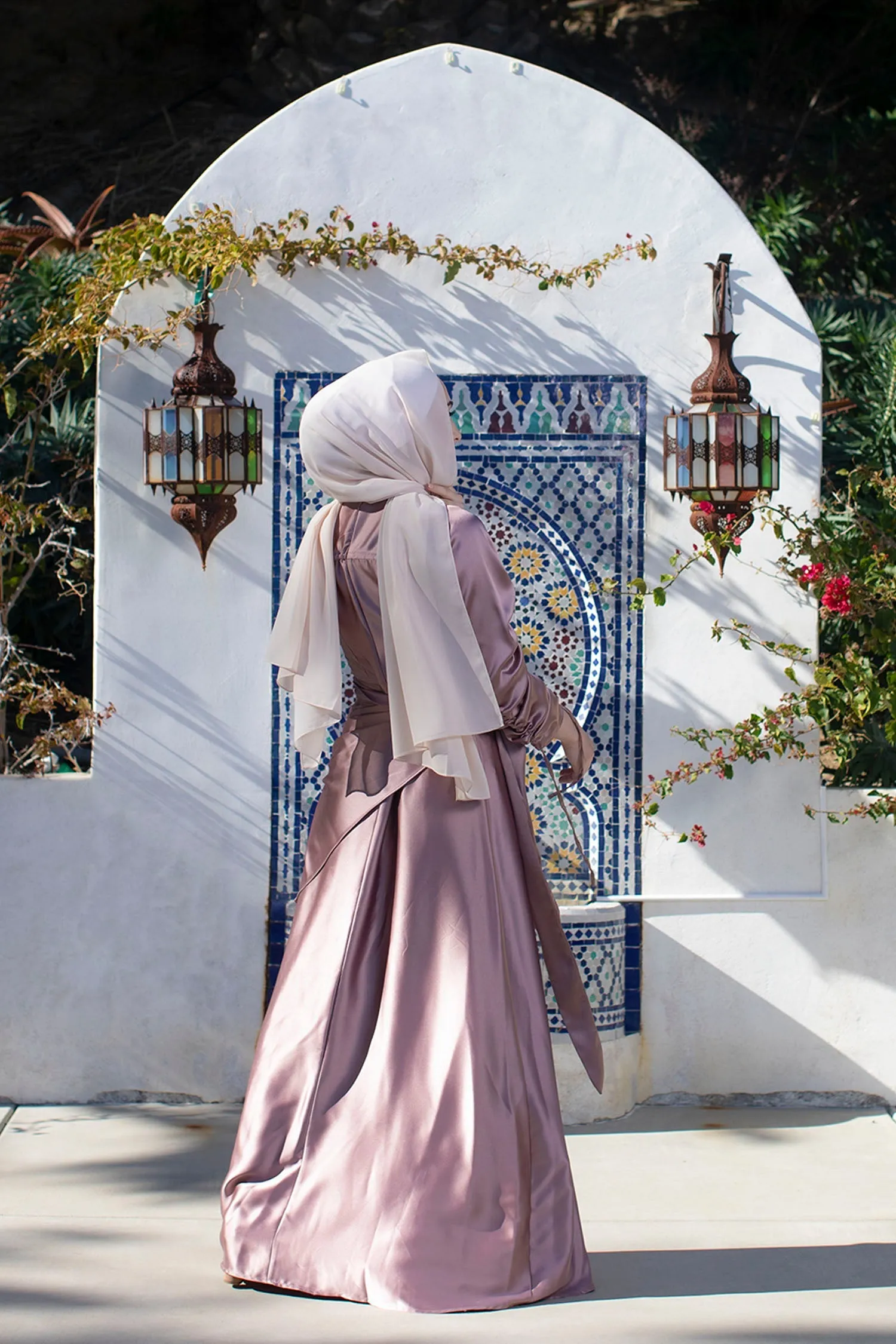Keira Wrap Satin Dress- Dusty Rose