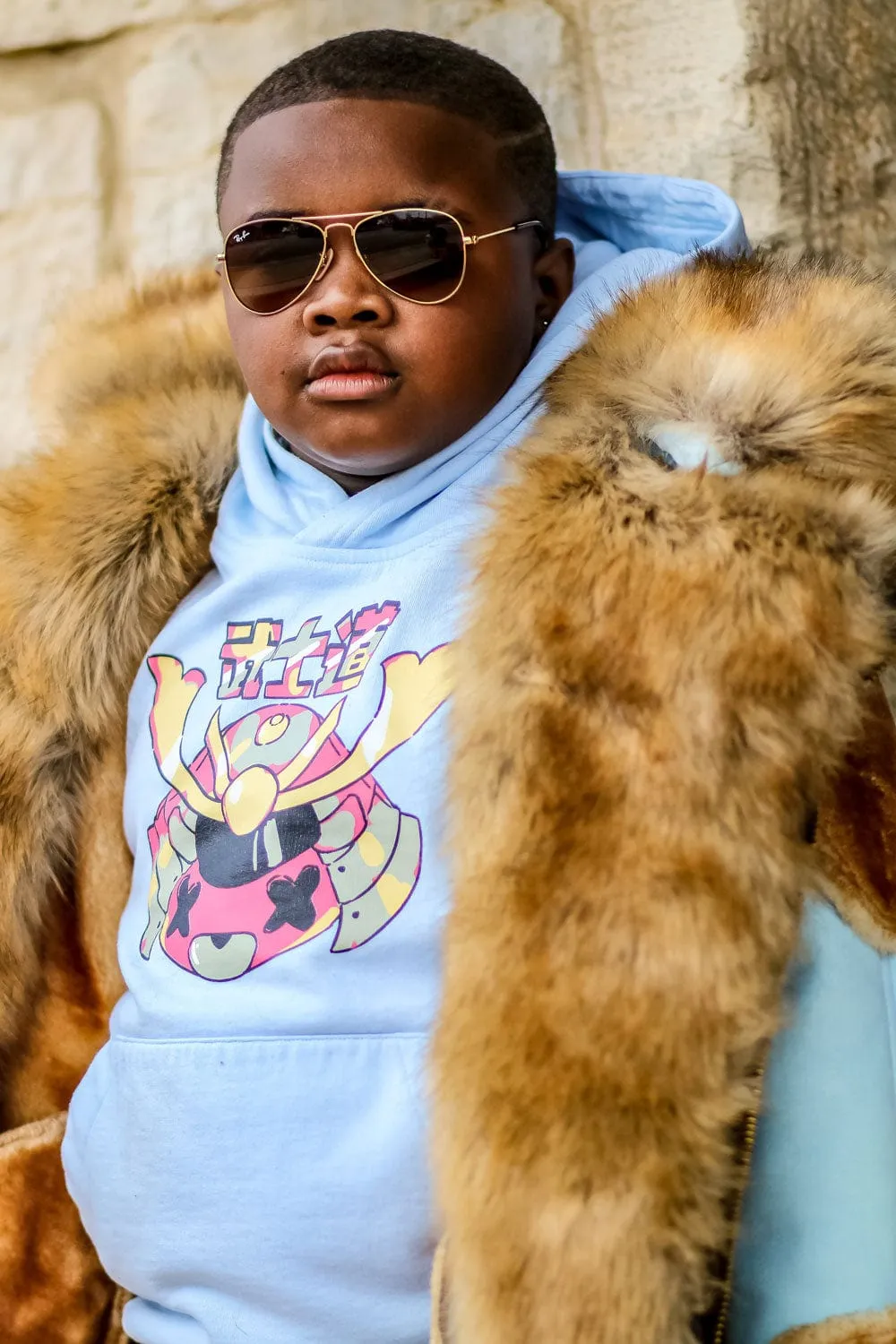 Kids El Jefe Shearling Moto Jacket (Sky)