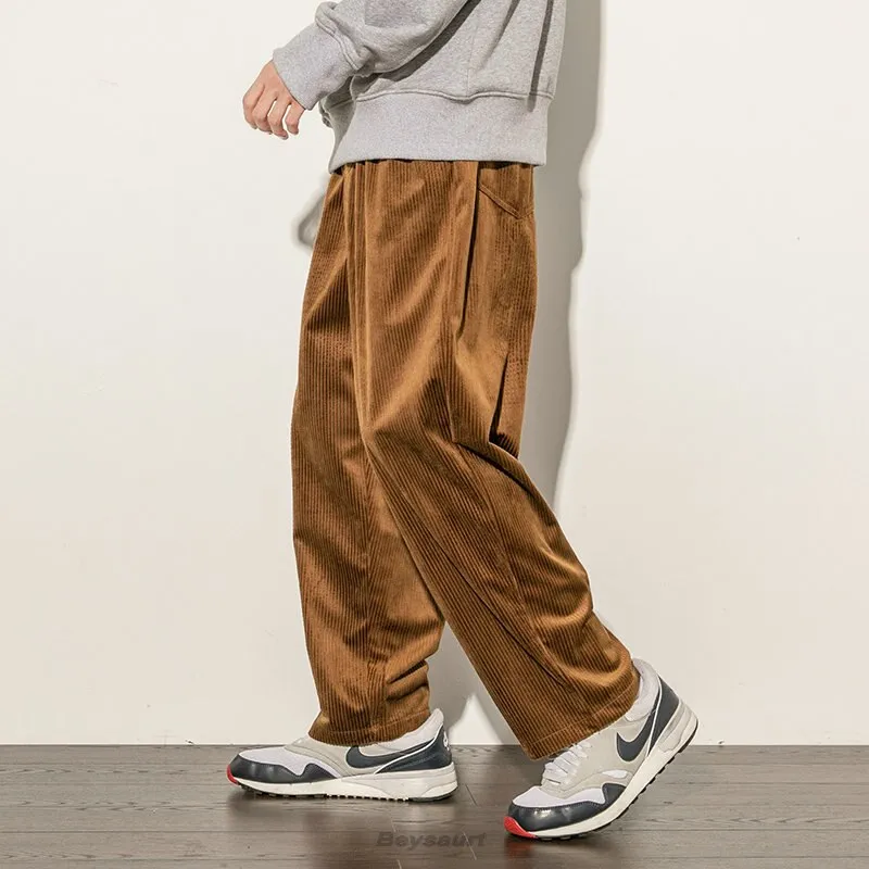 KOR Y2K 70's Style Corduroy Straight Pants