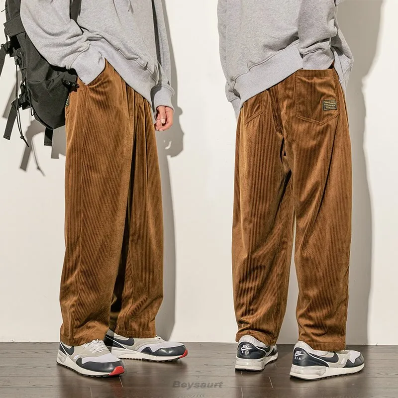 KOR Y2K 70's Style Corduroy Straight Pants